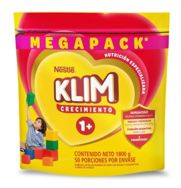 Leche Klim Crecimiento 1+Bolsa 1800 Gr Megapack