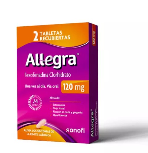 Allegra Fexofenadina Clorhidrato 120 Mg Tabletas Recubiertas