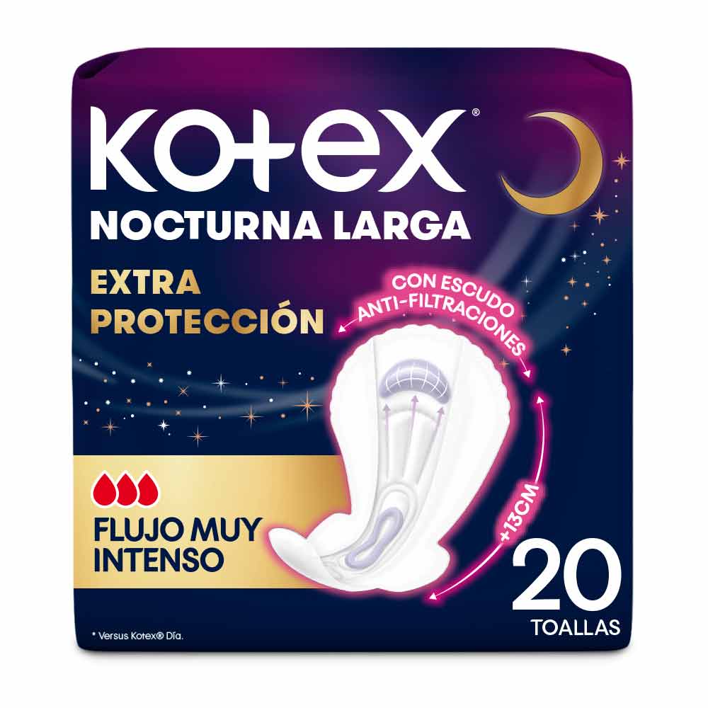 TOALLAS KOTEX NOCTURNA LARGA EXTRAPROTECCION 20 UNI