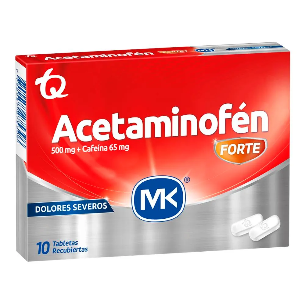 ACETAMINOFEN FORTE 500/65 MG 10 TABLETAS MK
