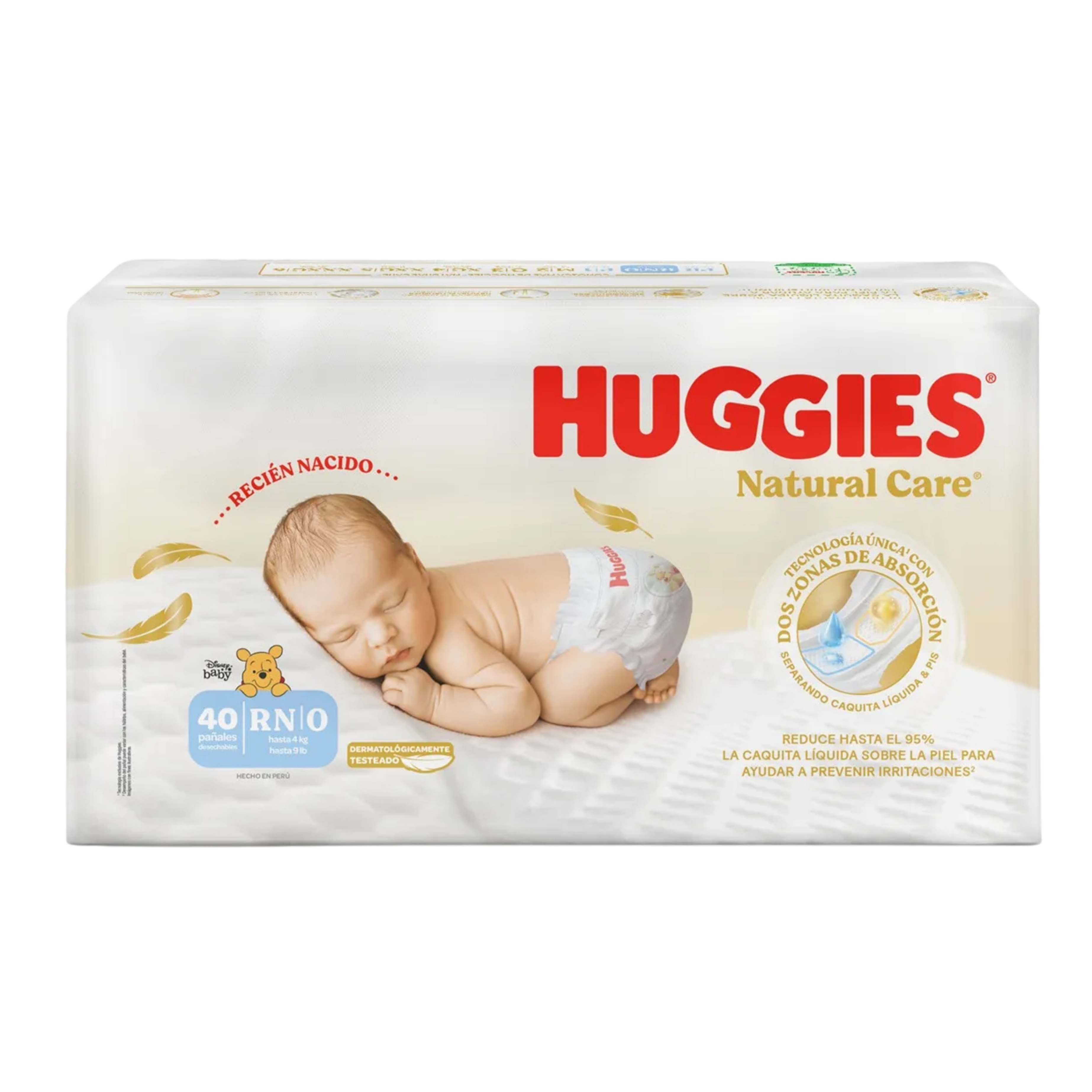 PAÑAL HUGGIES NATURAL CARE ETAPA 0 RECIEN NACIDO 40 UNI