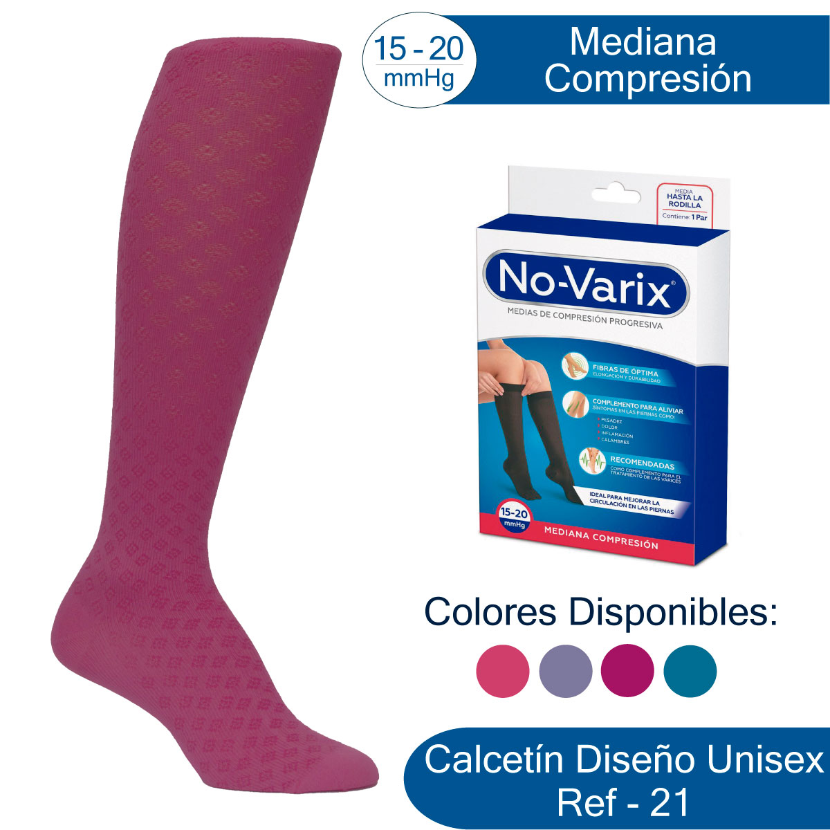 Media Novarix Mujer 15-20 Fucsia Talla S