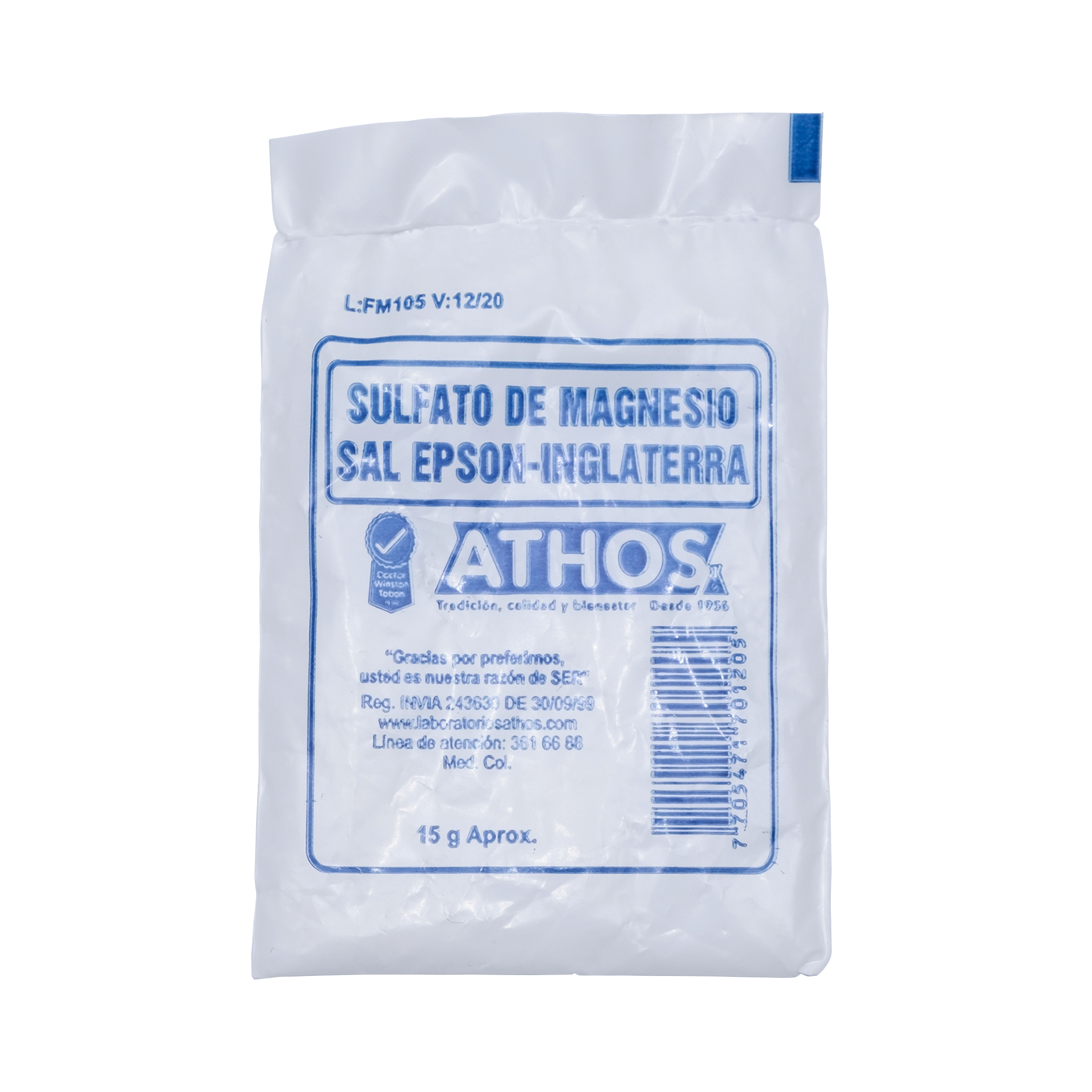 Sulfato De Magnesio 15 Gr Athos