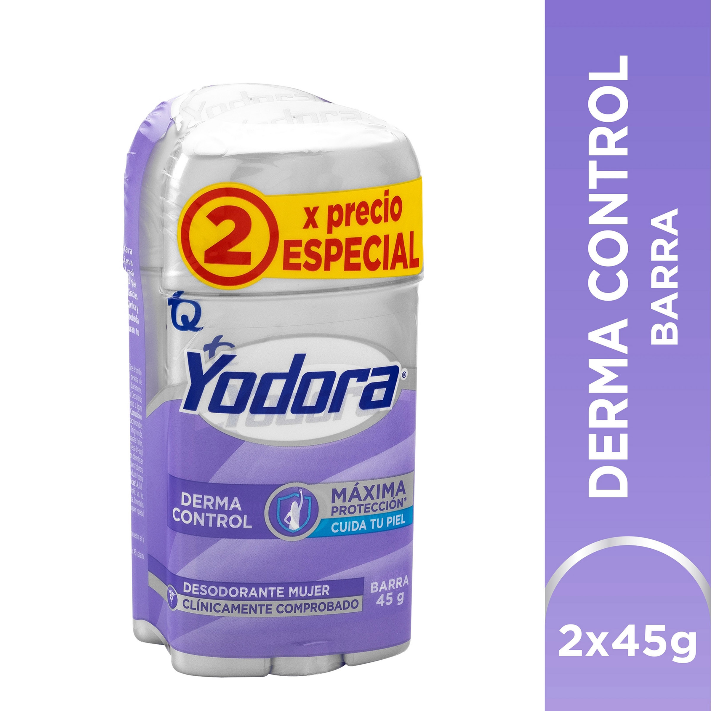 Desodorante Yodora Barra Derma Control 50 Gr 2X1