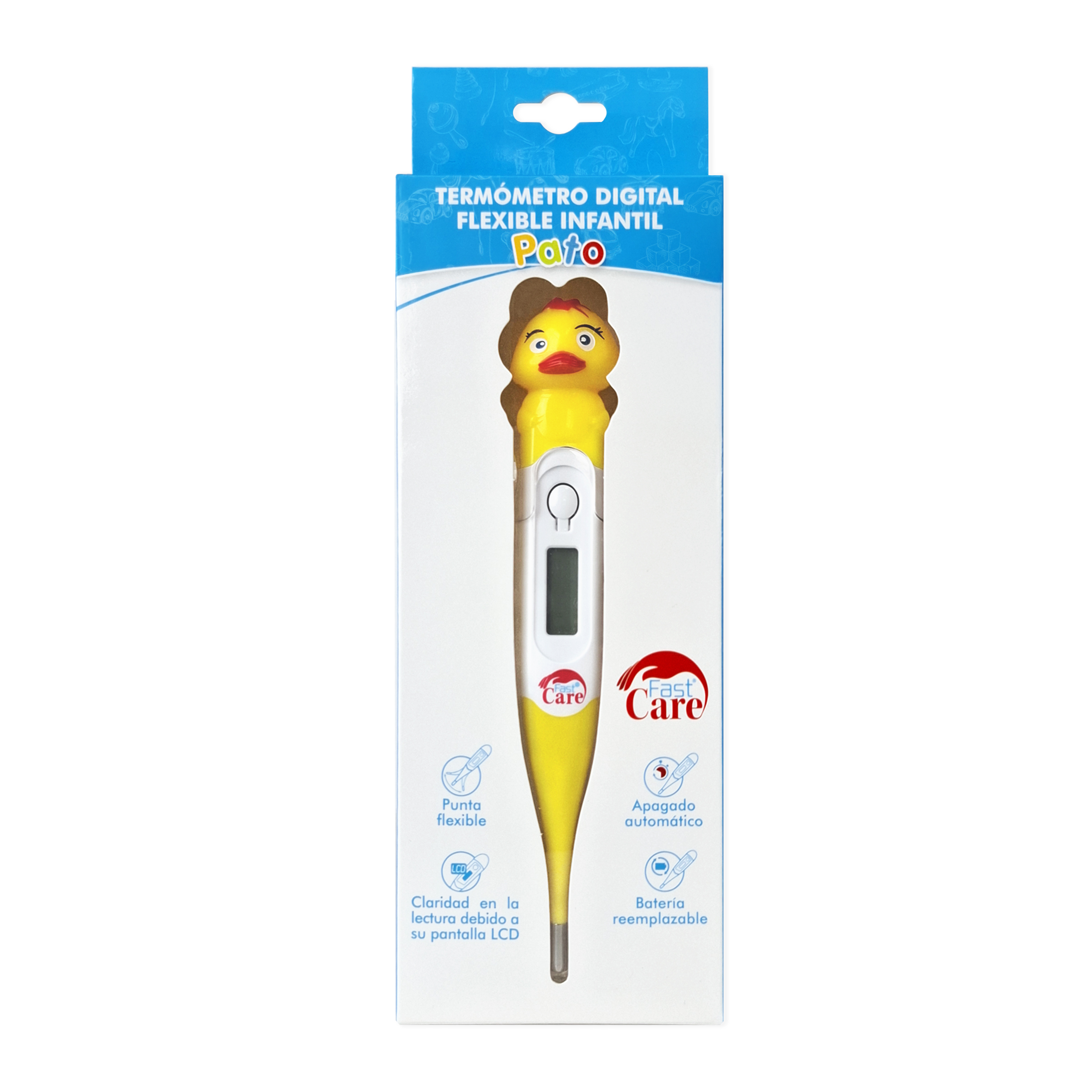 Termometro Infantil Punta Flexible Fast Care Pato Icom