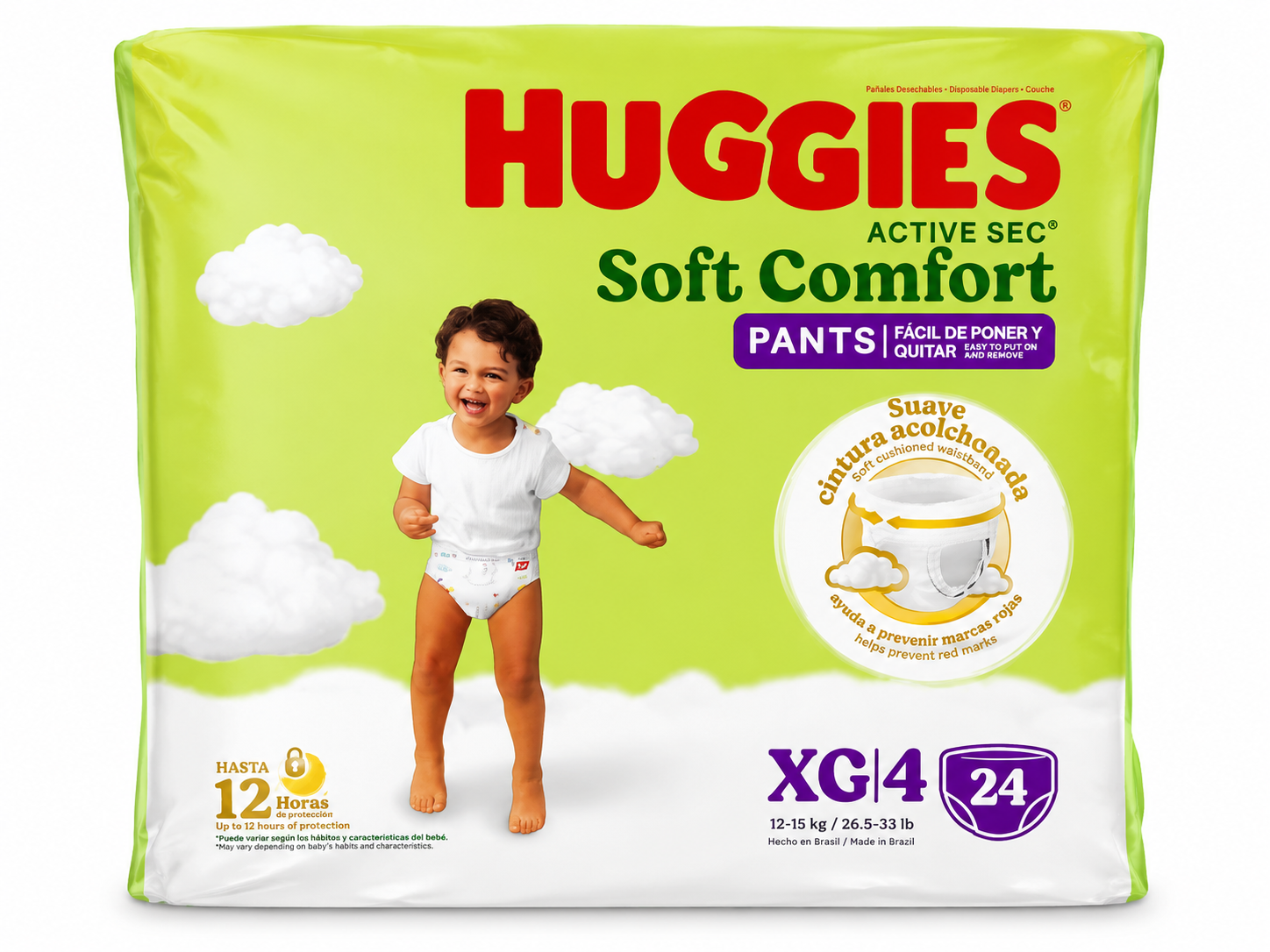 Pañal Huggies Pants Acti Sec Etapa 4 Xg Soft Comfort