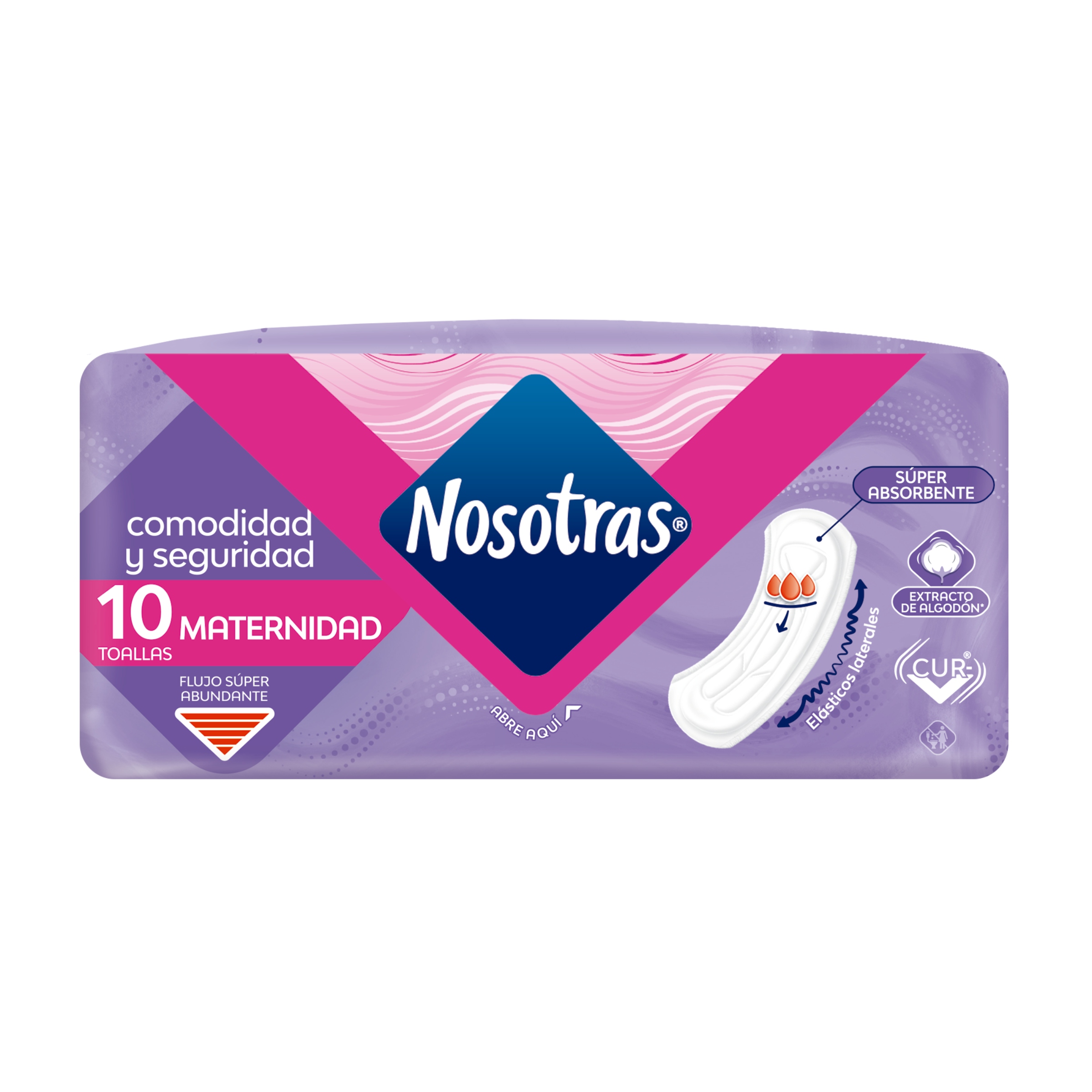 Toallas Maternidad Flujo Super Abundante Nosotras 10 Und