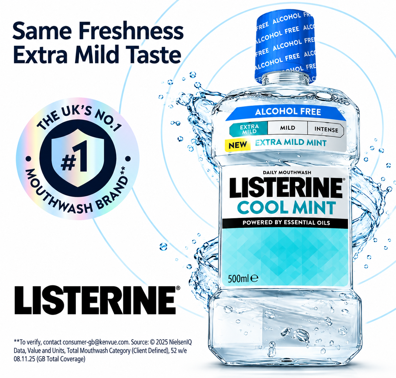 Listerine Alcohol Free Cool Mint Extra Mild Mint
