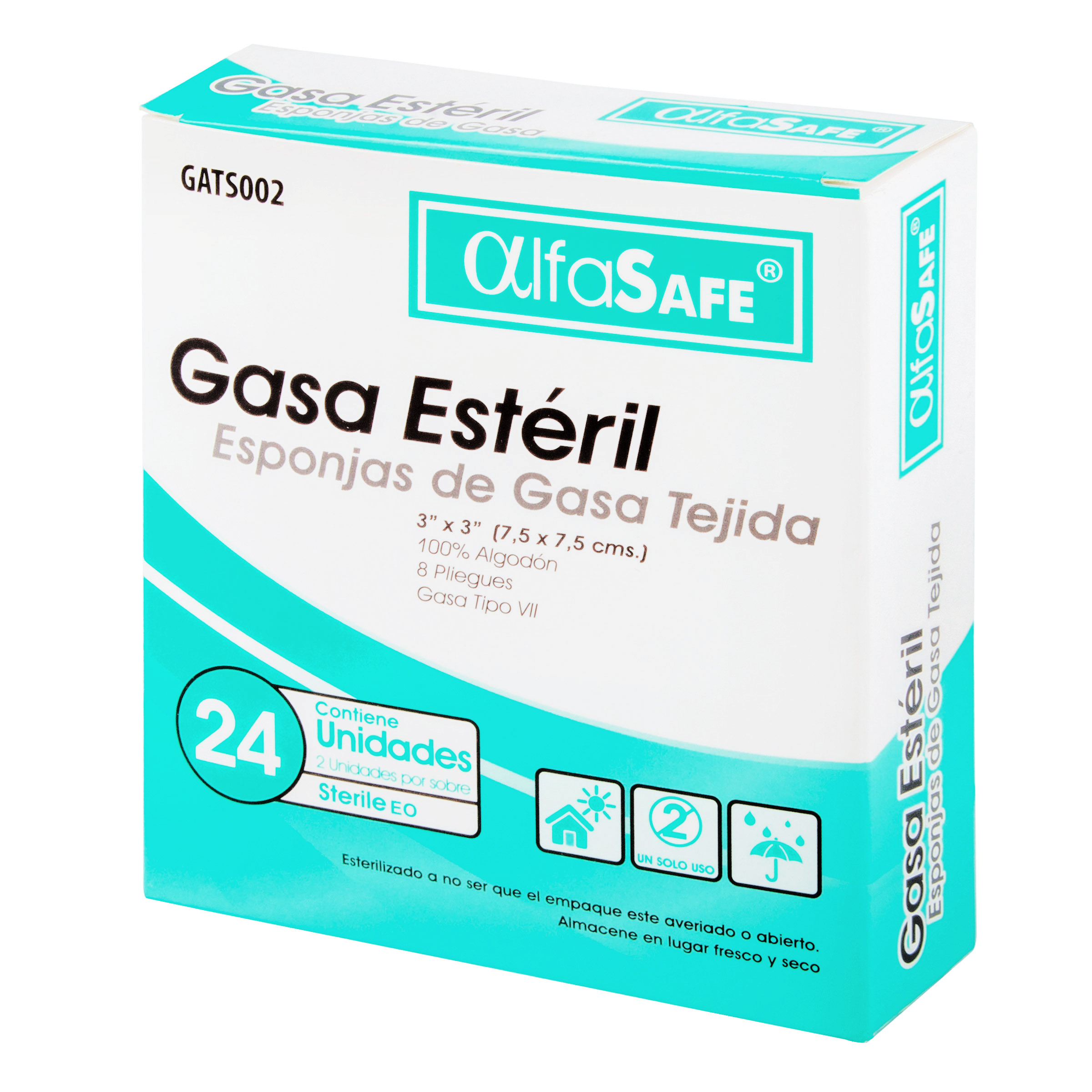 Gasa Alfa Safe Esteril Esponja 3"X3"X 2 Yarda