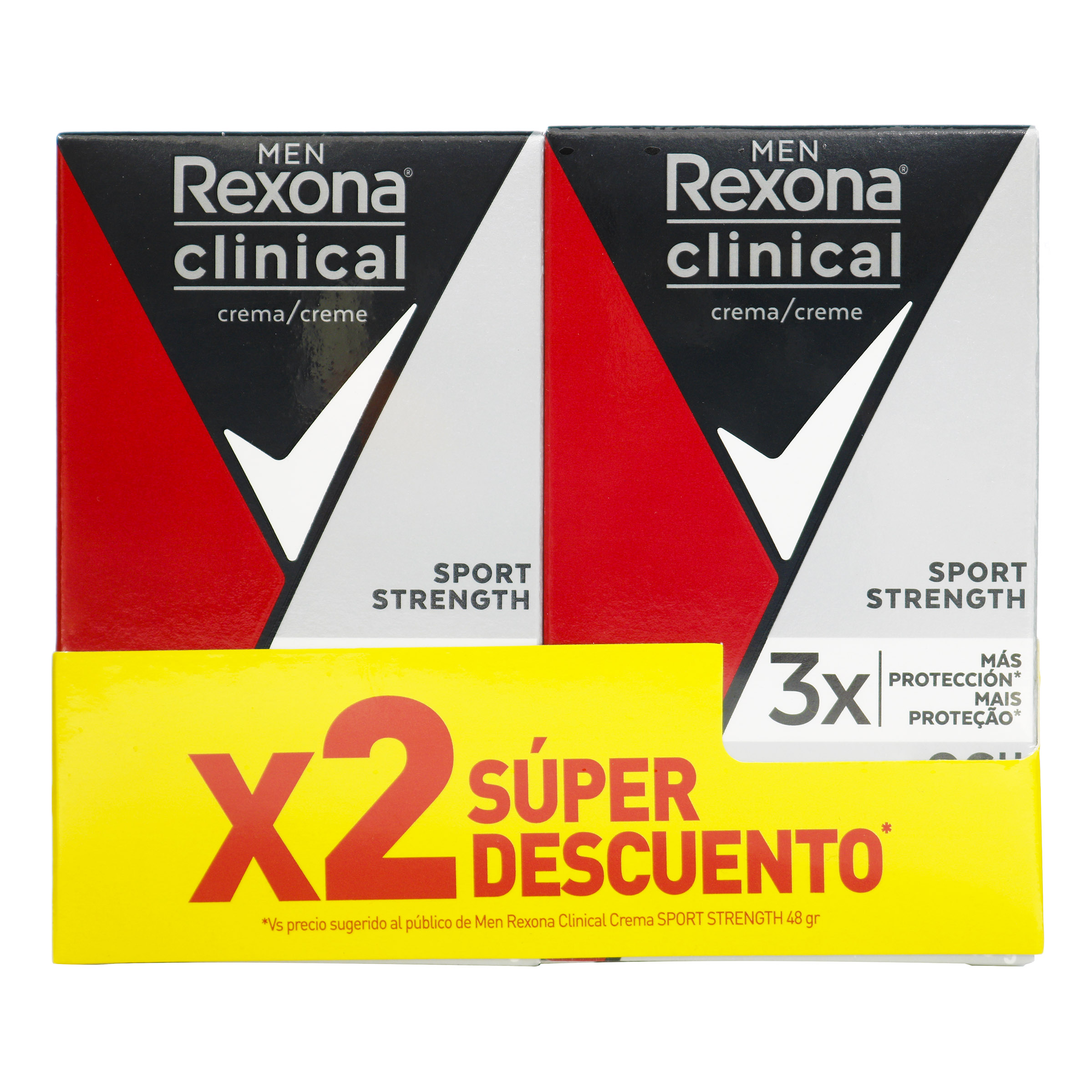 Desodorante Rexona Clinical Sport Strength Crema Antitranspirante 2 X 1