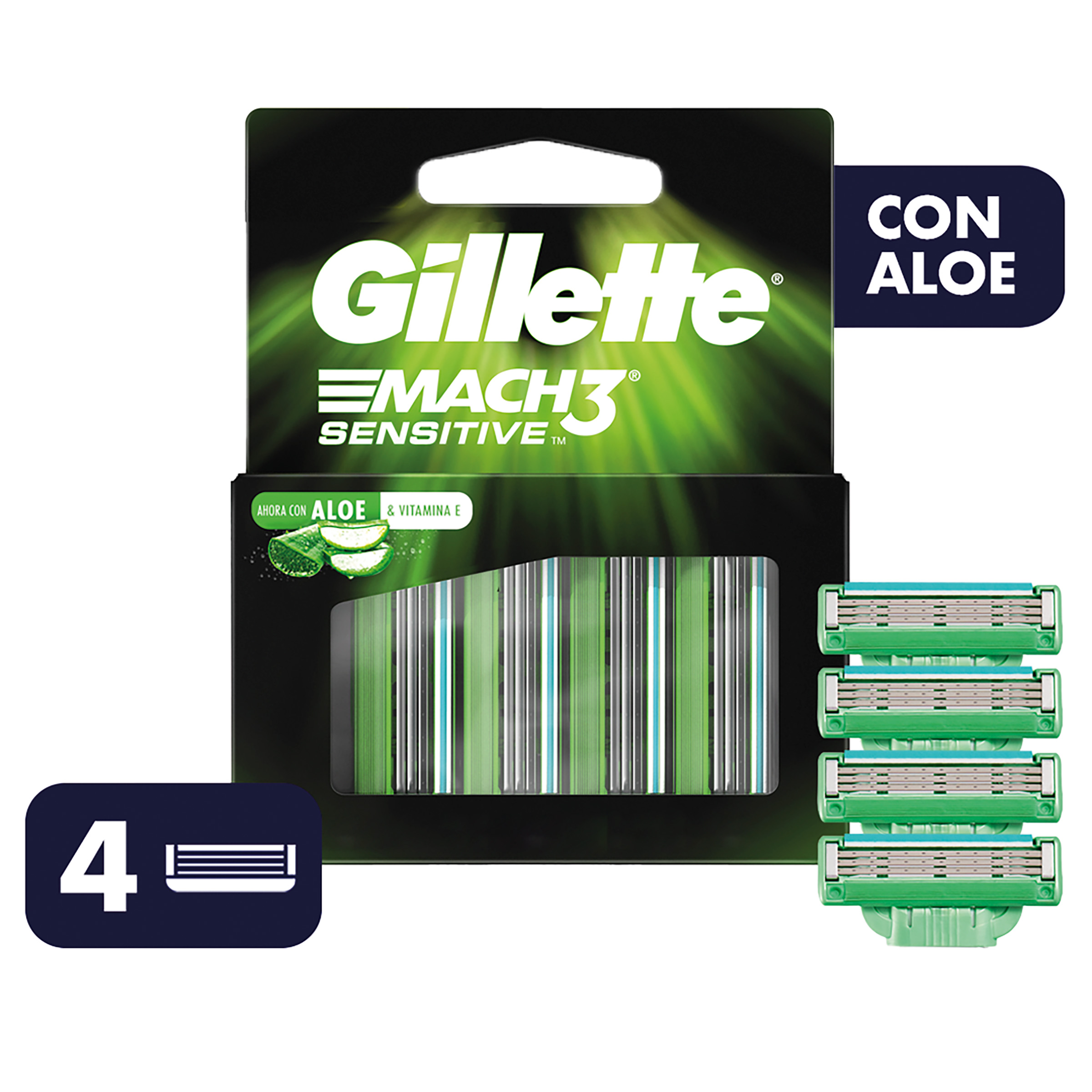 REPUESTO MAQUINA  AFEITAR MACH 3 SENSITIVE 4 UNI