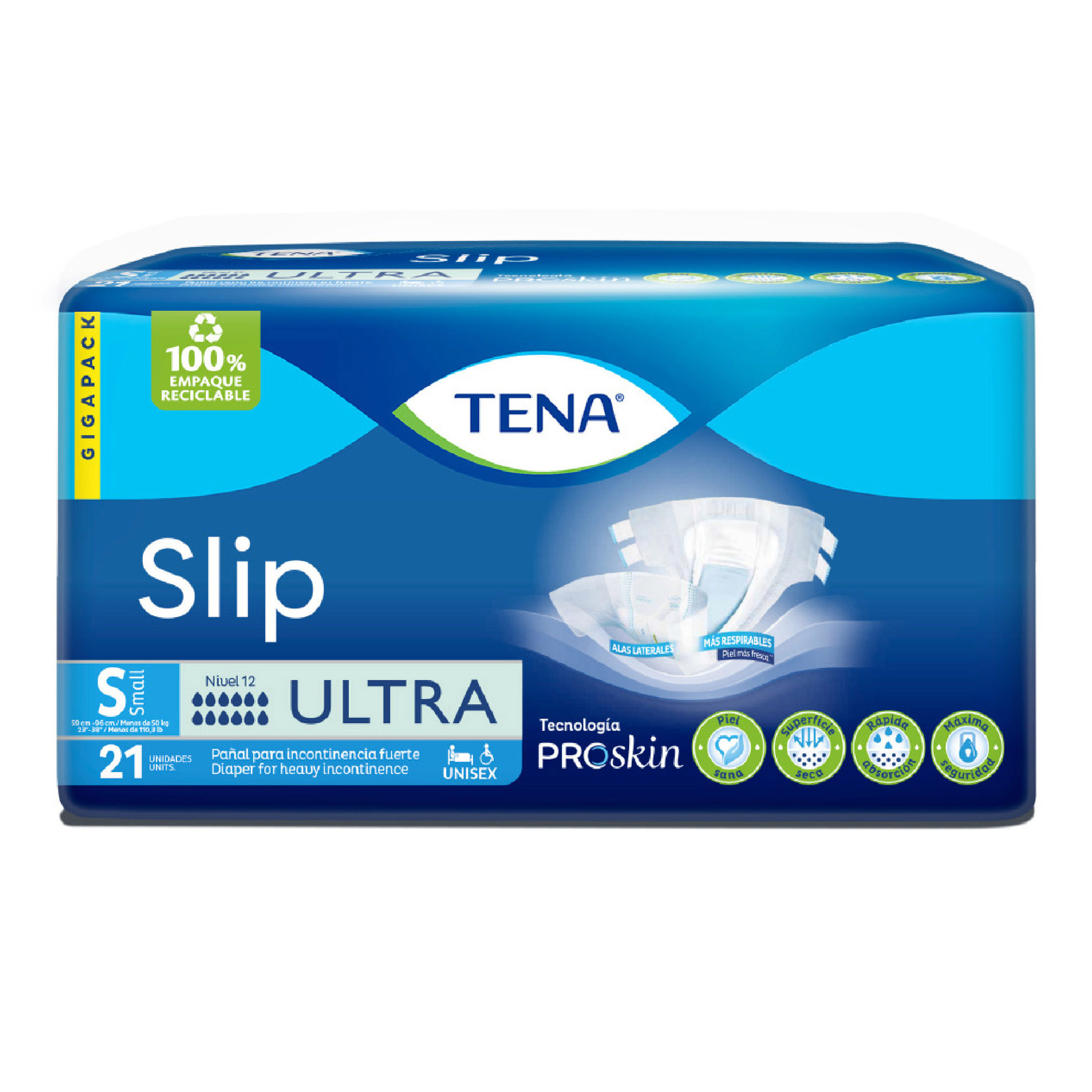 Pañal Tena Slip Ultra Incontinencia Fuerte Talla S