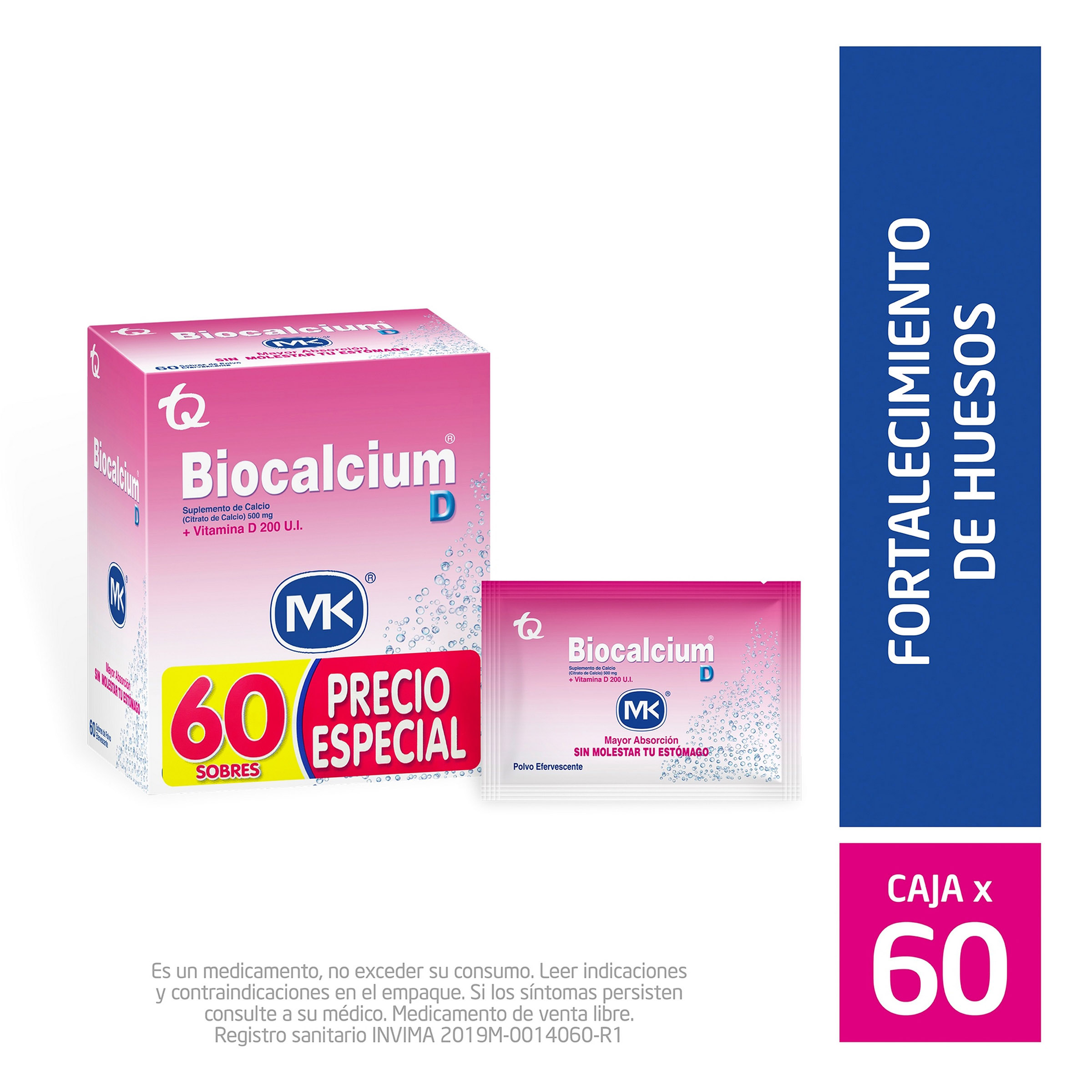 BIOCALCIUM 500 MG 60 SOBRES MK