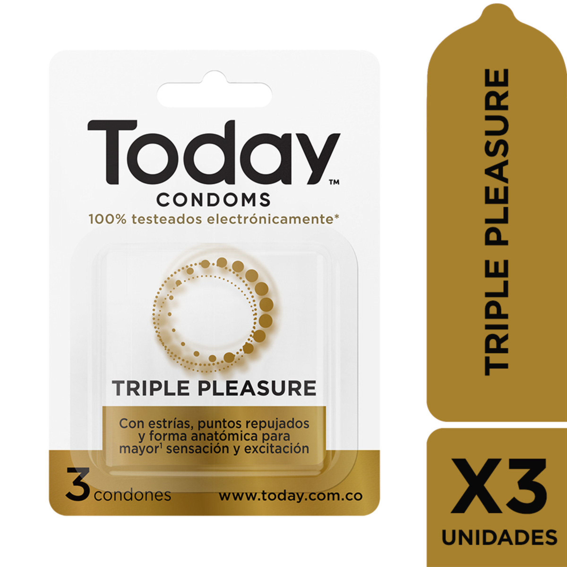 PRESERVATIVO  TODAY 3 UNI TRIPLE PLACER