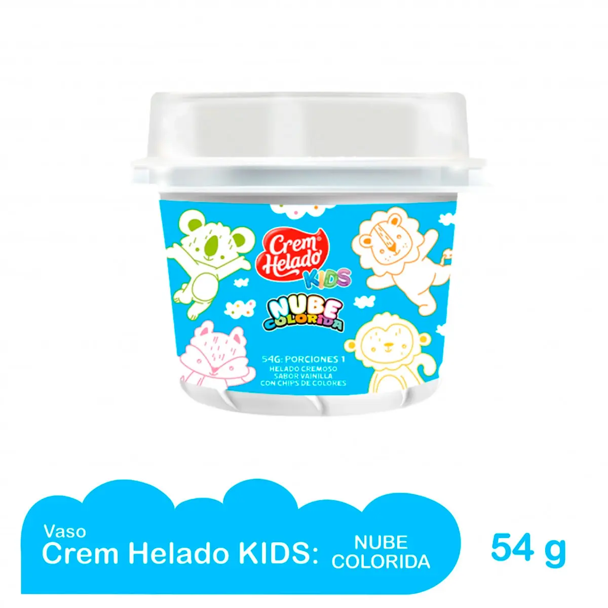 VASO KIDS NUBES COLORIDAS 54 GR 12 UNI
