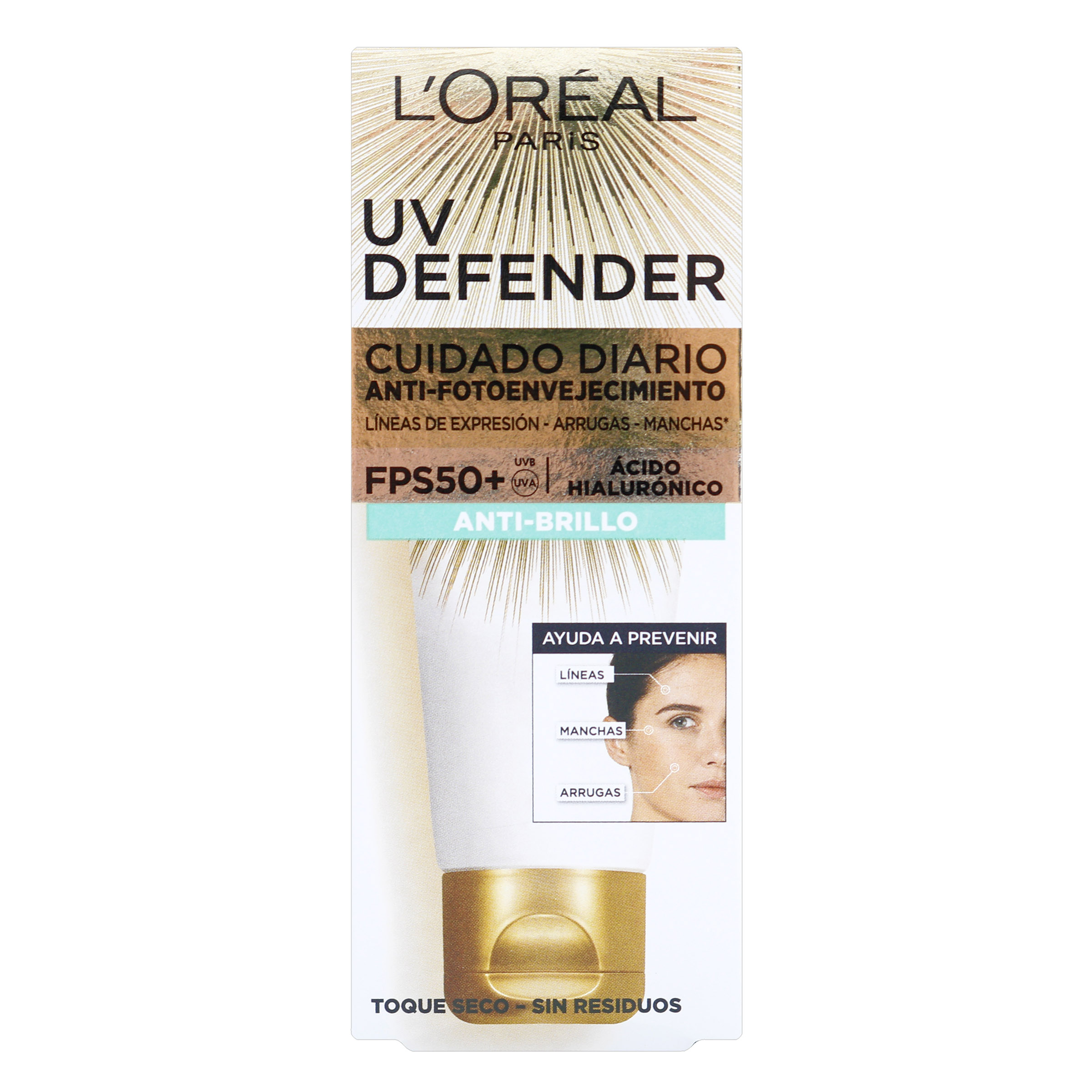 PROTECTOR LOREAL UV DEFENDER ANT BRILLO FPS 50+ 40 GR