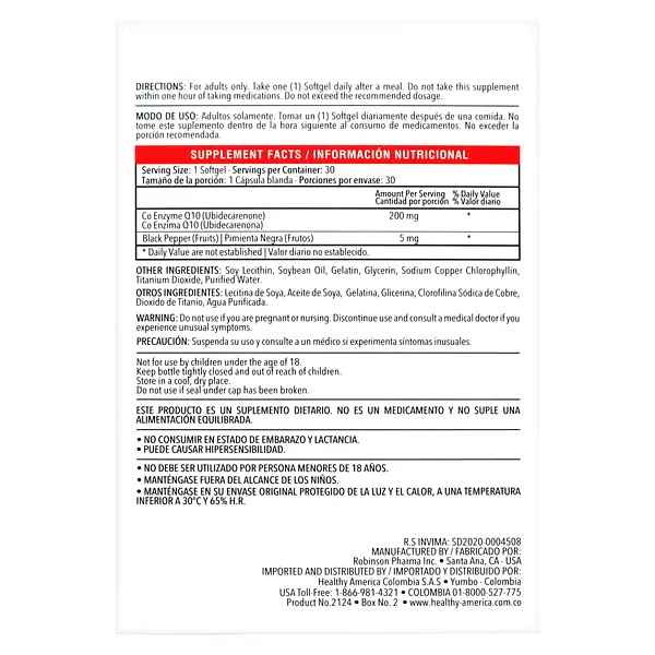 Coenzima Q10 Plus 200 Mg
