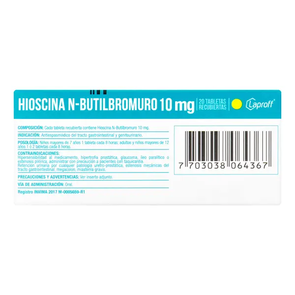 Hioscina N-Butilbromuro 10 Mg