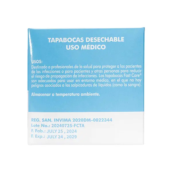 Tapabocas Azul Fastcare 24 Horas