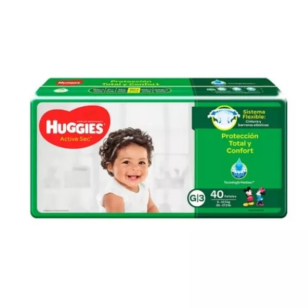 Pañales Huggies Active Sec Etapa 3
