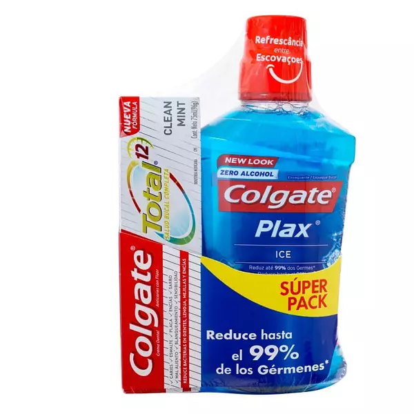 Enjuague Bucal Colgate Plax + Crema Colgate Total 12