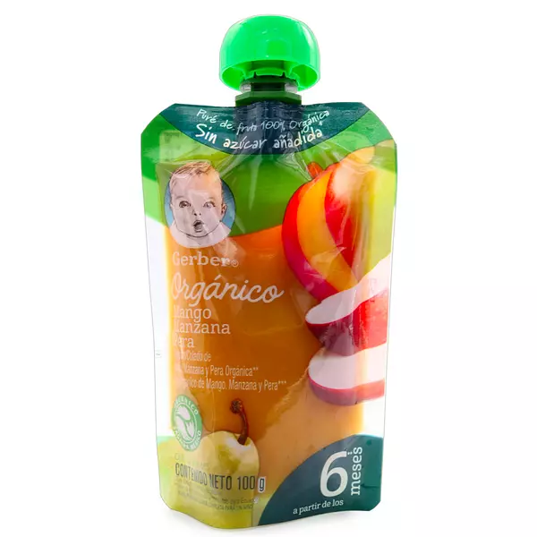 Compota Gerber Orgánico Mango Manzana Pera